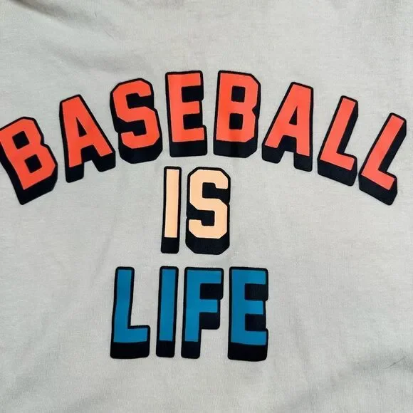 NWOT Boys Light Gray Short Sleeve Graphic Hoodie Baseball is Life - Size YM - Picture 3 of 6